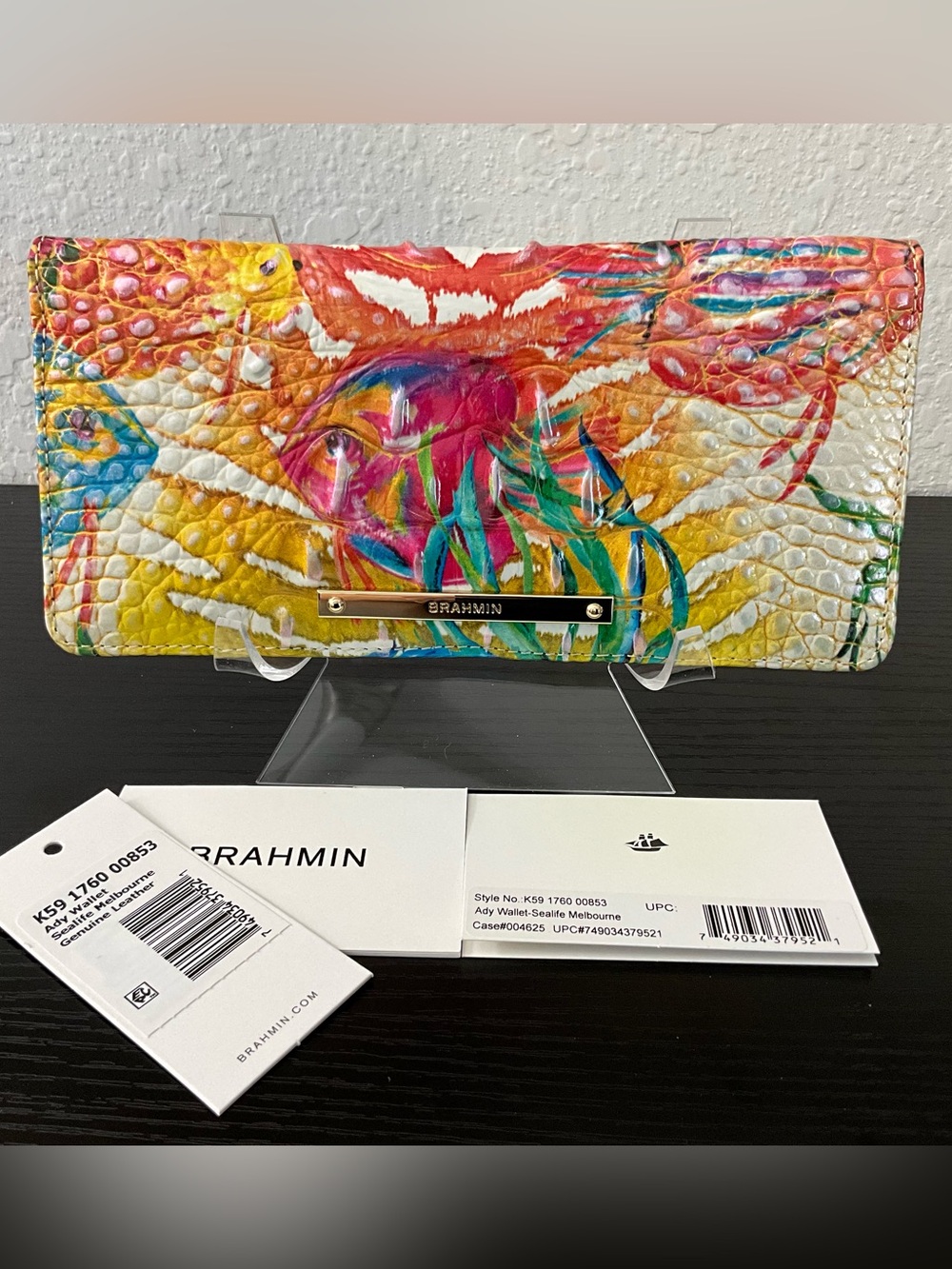 Brahmin Ady SEALIFE MELBOURNE Slim Wallet Fish Pattern EXCELLENT Condition